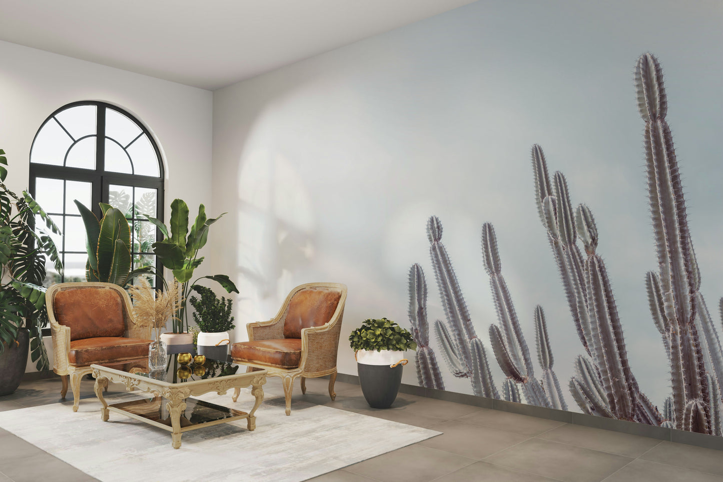 The mural has a soft, graceful feel.

