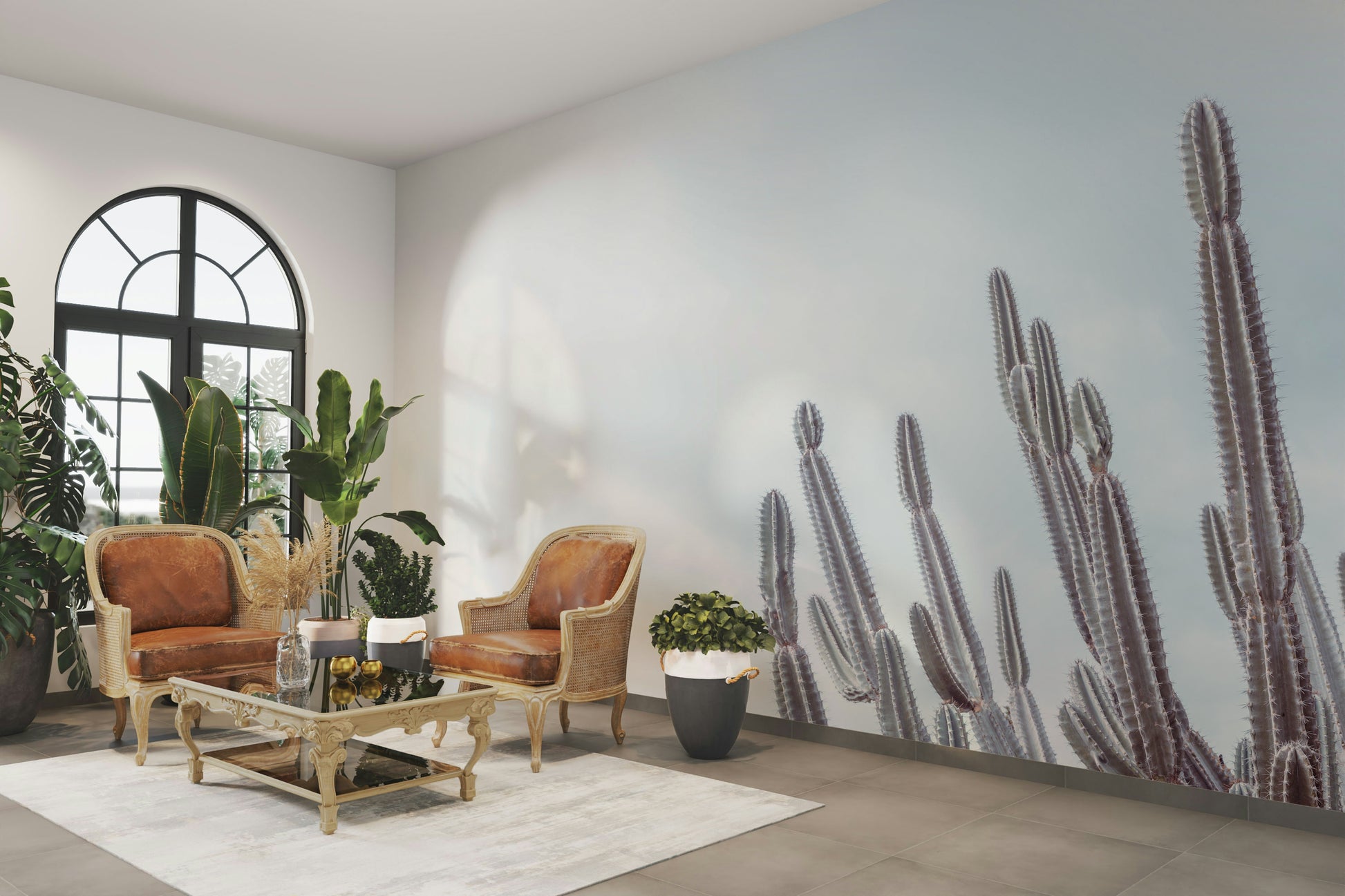 The mural has a soft, graceful feel.

