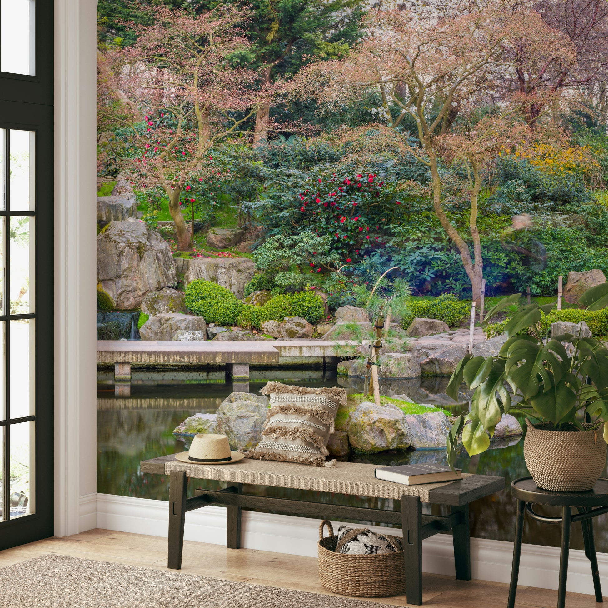 The mural has a soft, graceful feel.

