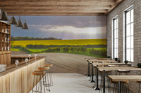 The mural has a soft, graceful feel.

