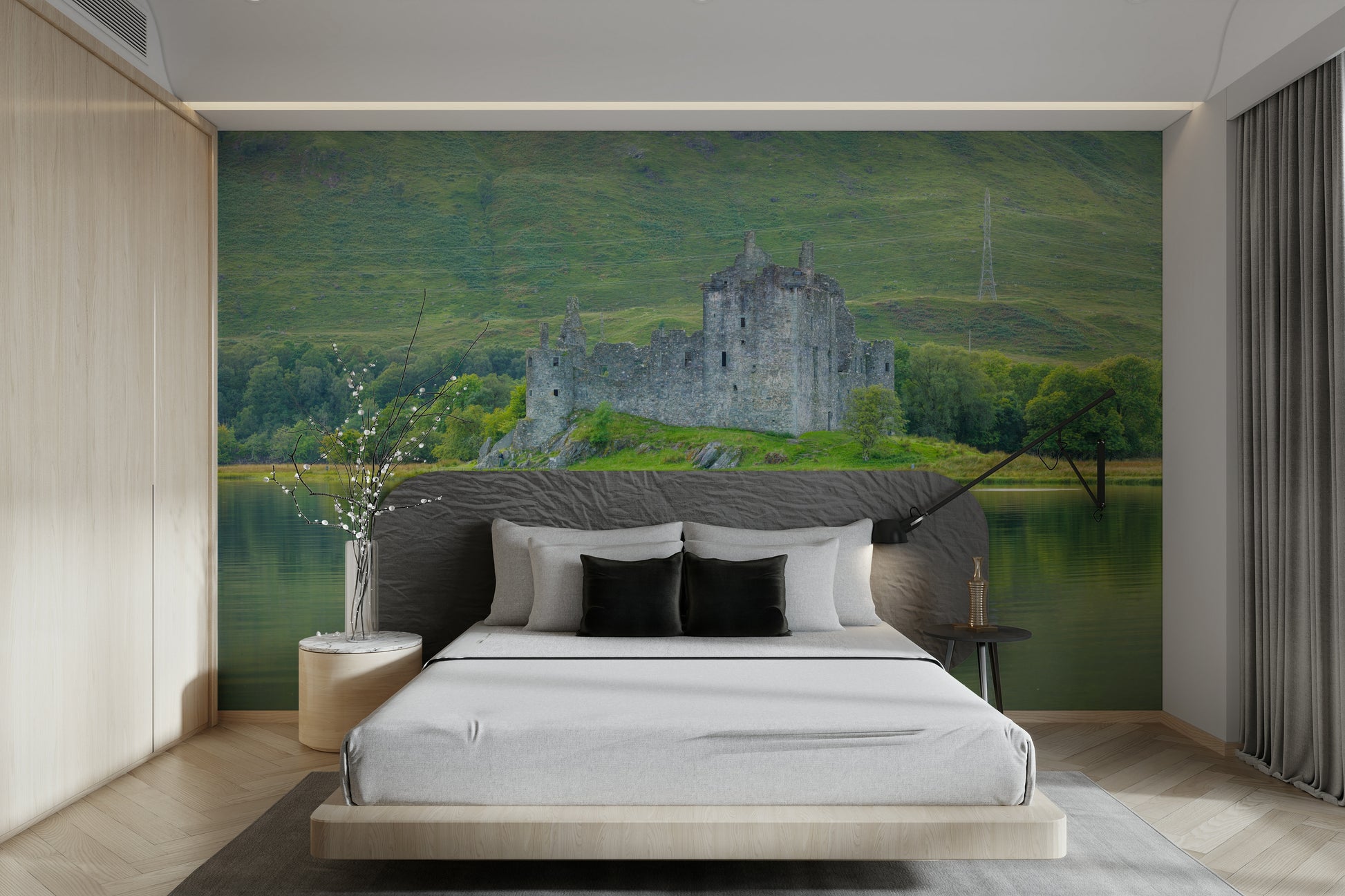 The mural has a historical, chic feel.

