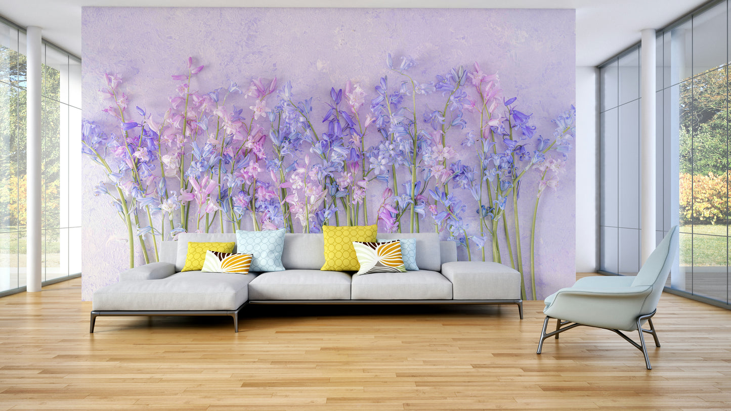 The mural shows a peaceful forest scene.

