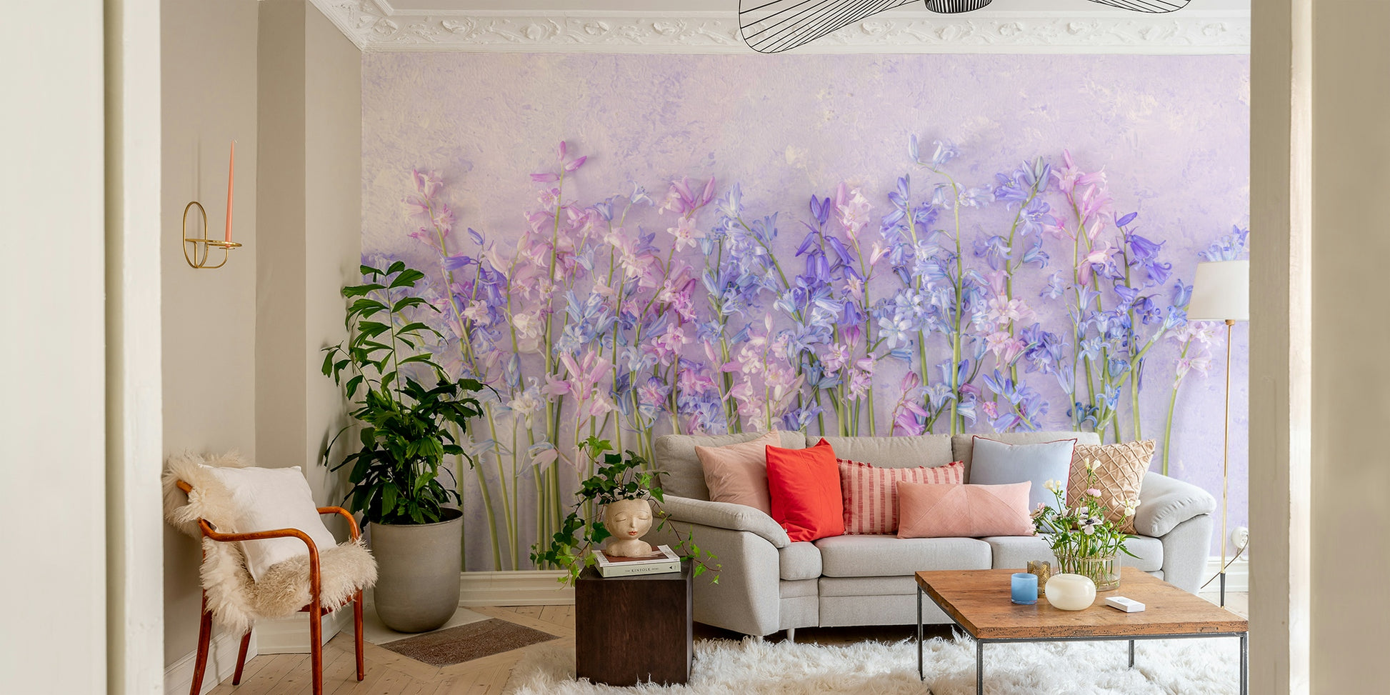 The mural has a soft, graceful feel.

