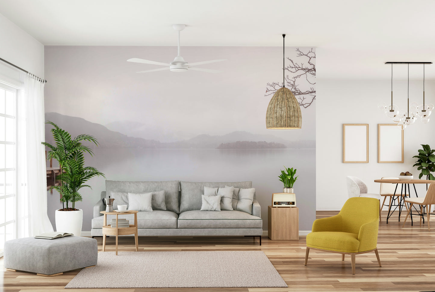 A high-quality print of a tranquil forest.

