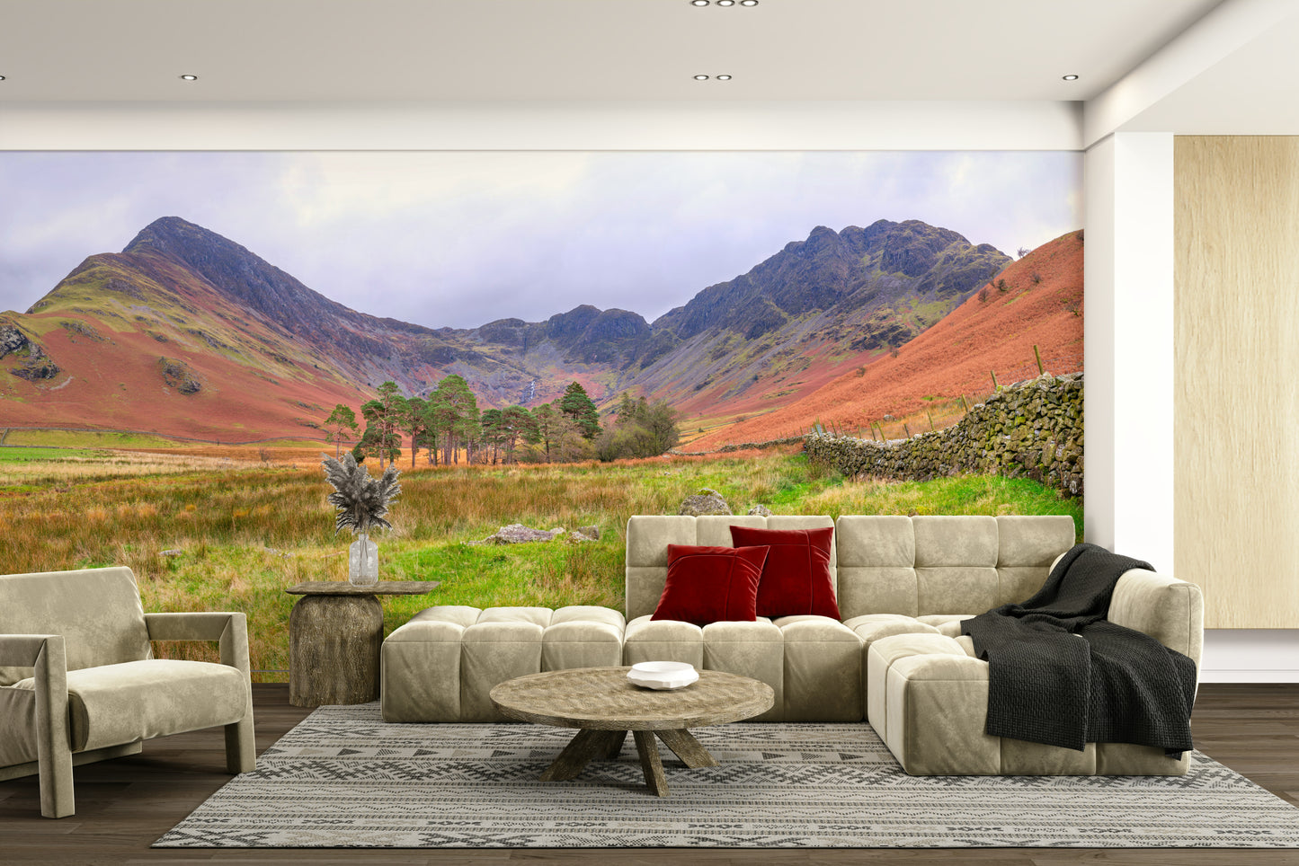 Wall mural of a peaceful Lake District landscape.

