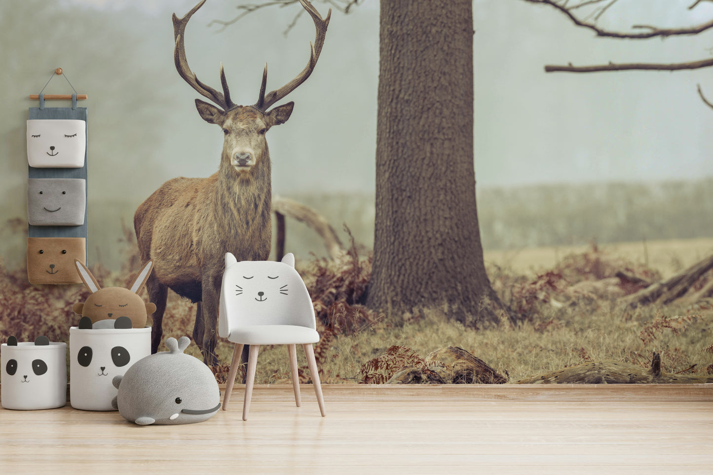 The mural has a soft, graceful feel.

