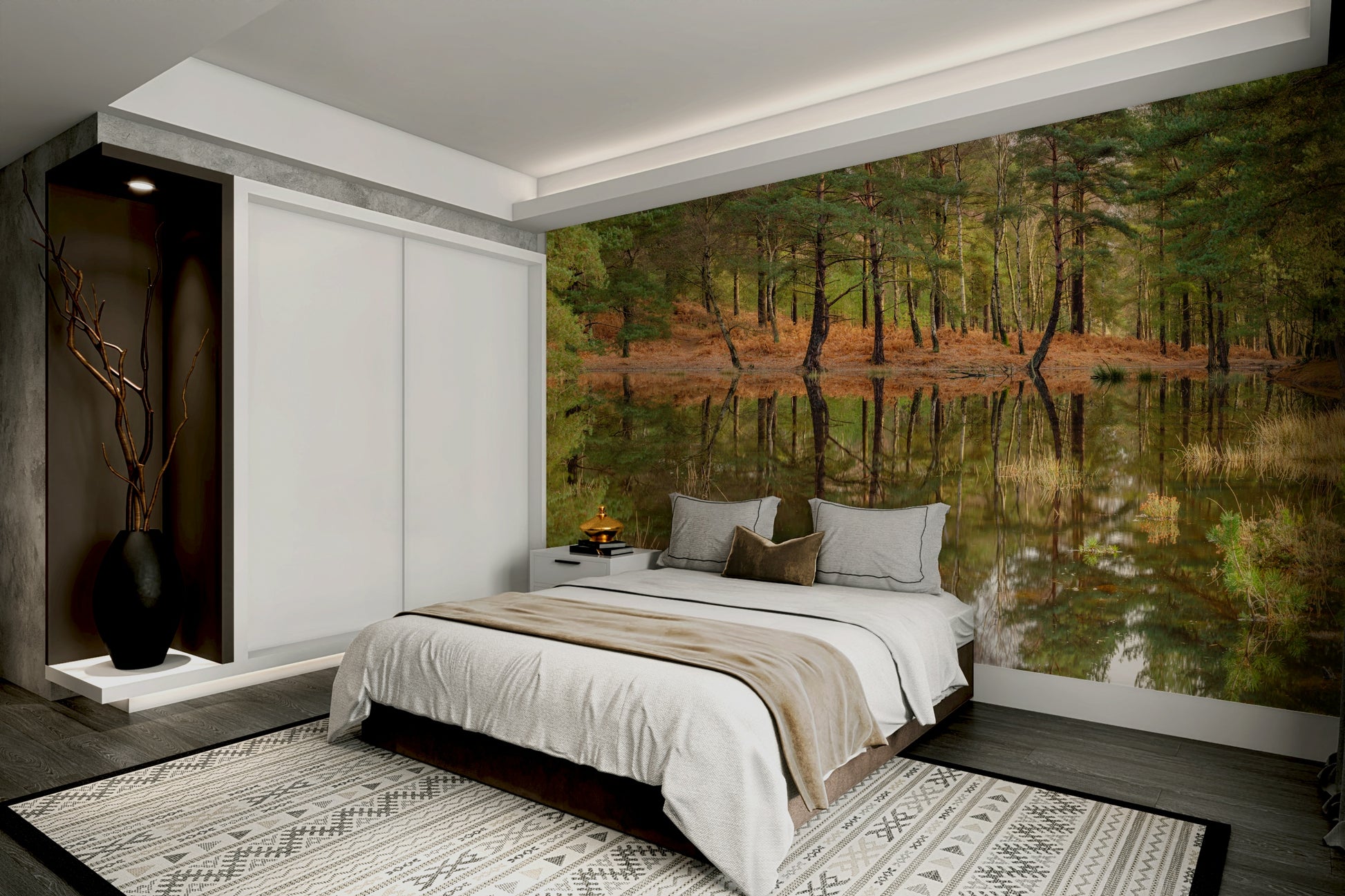 The mural has a soft, graceful feel.

