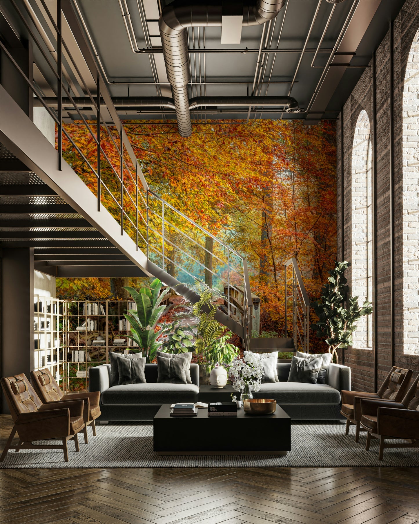 A seamless pattern for a living room or study.


