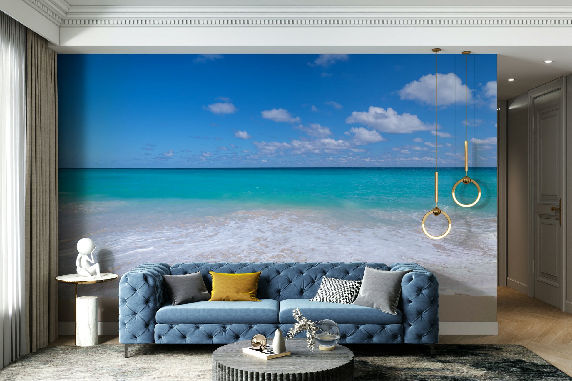 A high-quality print of a tranquil ocean scene.

