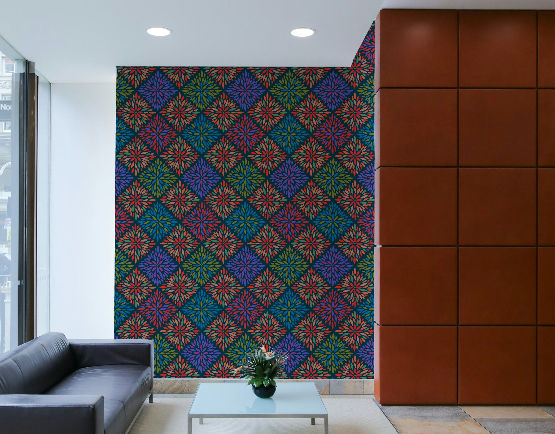 A wall covering with a sophisticated, eclectic feel.

