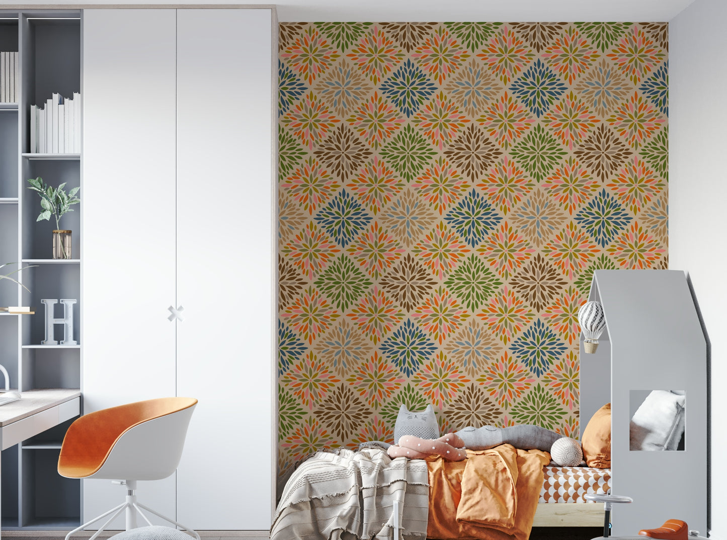 The wallpaper is perfect for an accent wall.

