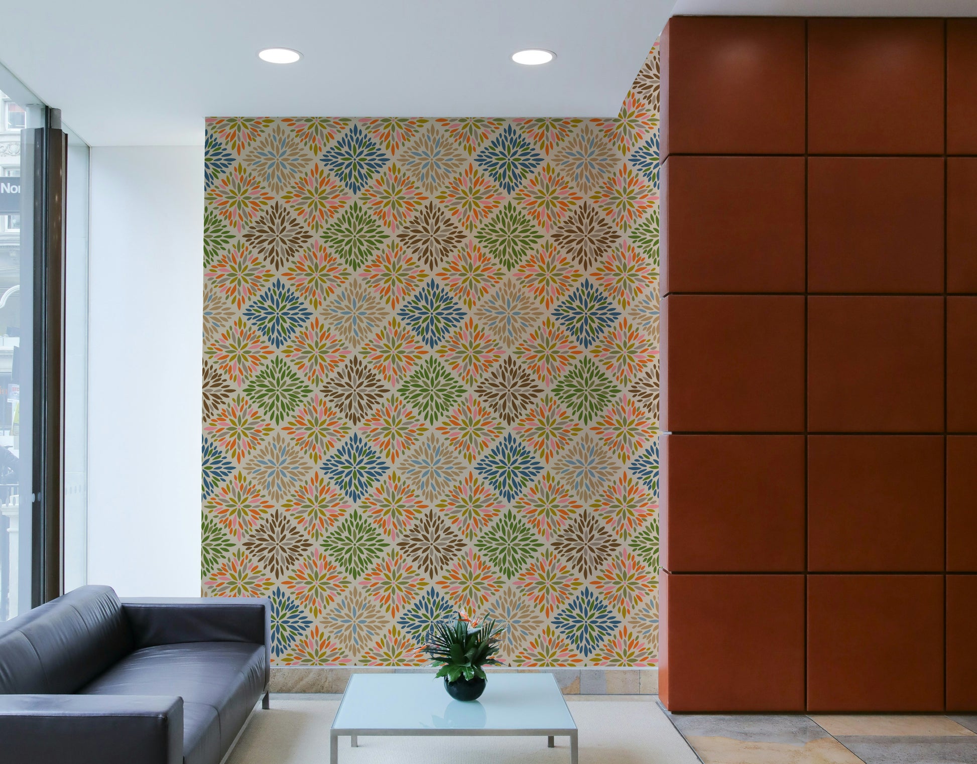 A wall covering with a sophisticated, eclectic feel.

