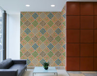A wall covering with a sophisticated, eclectic feel.

