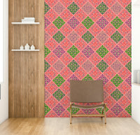 A wall covering with a sophisticated, eclectic feel.

