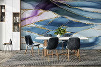 The mural shows a beautiful, abstract flowing design.

