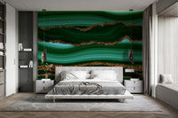The mural shows a flowing, abstract design.

