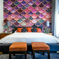 The wall art combines a fantasy theme with soft colors.

