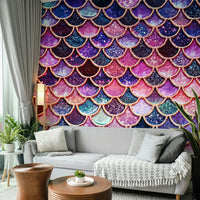 The mural has a soft, dreamy feel.

