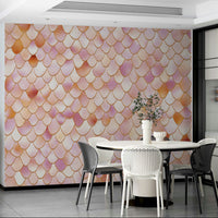 Wall mural with a pastel mermaid and fish.

