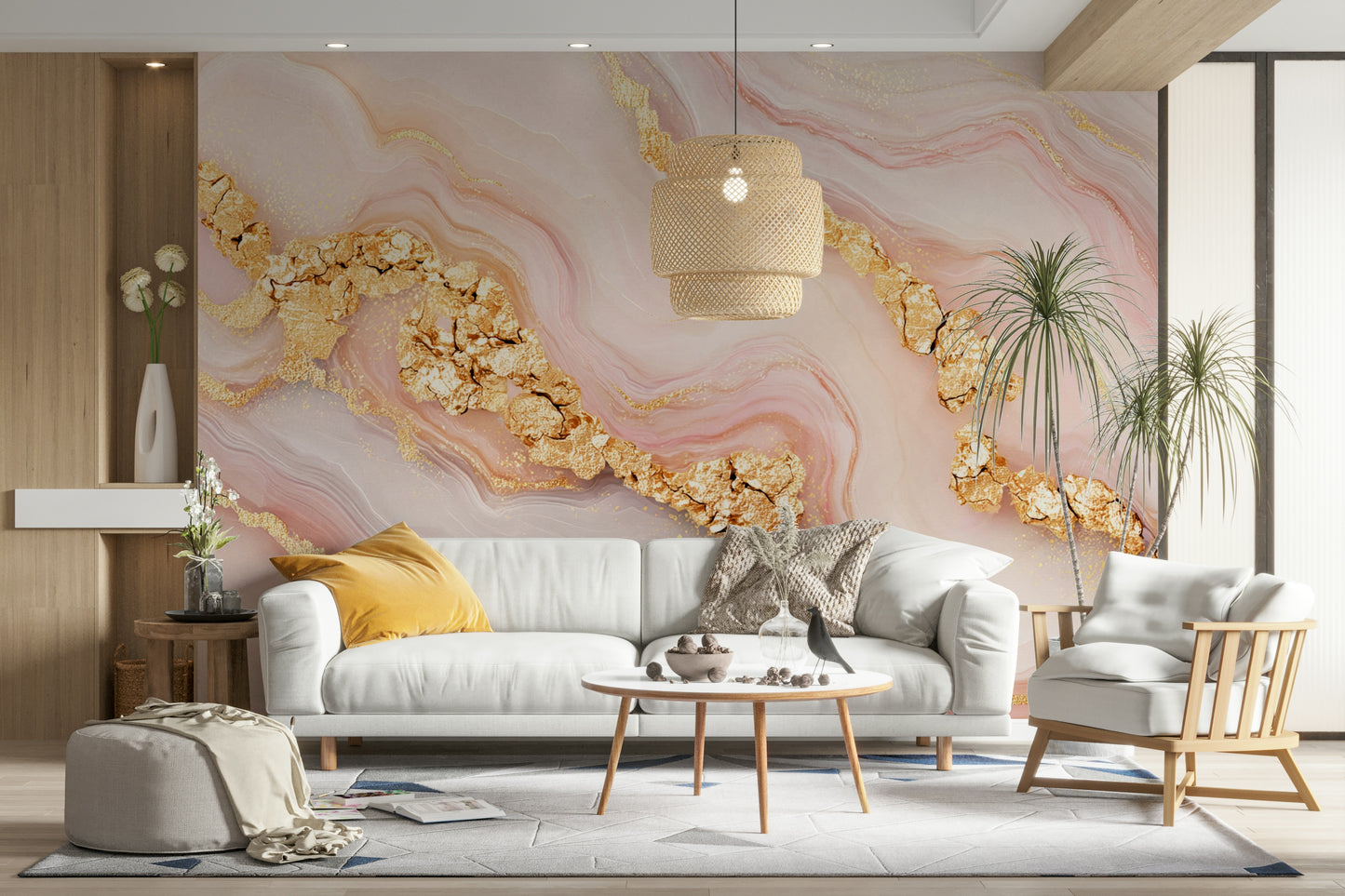 The wall art combines a classic pattern with a modern touch.

