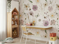 The mural has soft and gentle colors.

