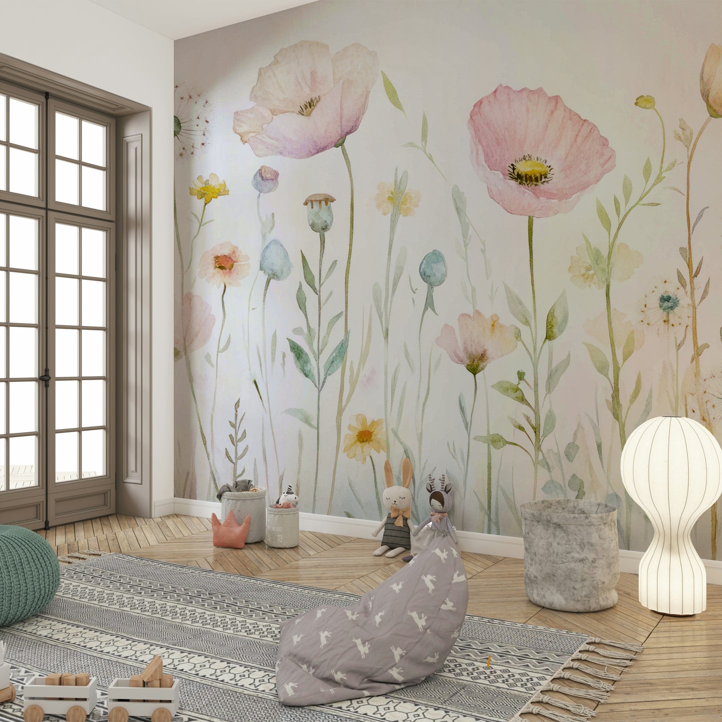 A calm and serene mural with a natural feel.

