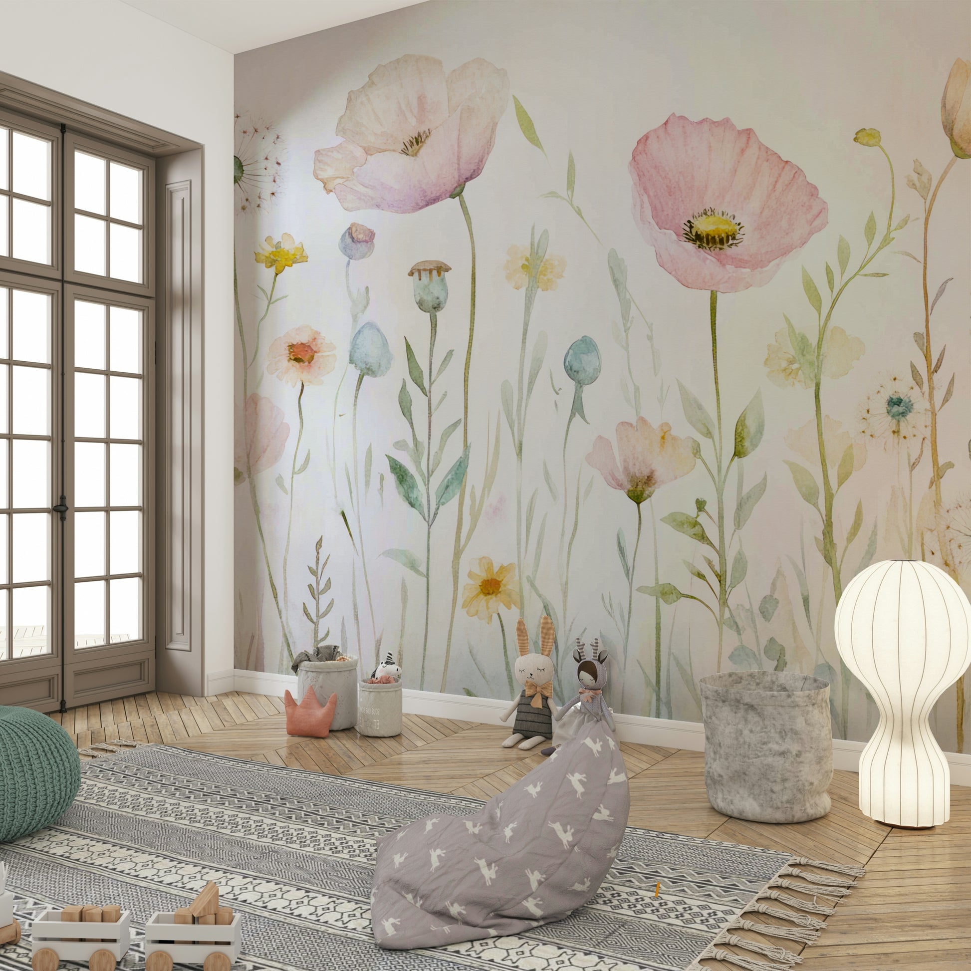 A calm and serene mural with a natural feel.

