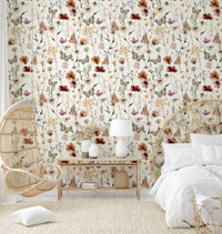 The wallpaper shows a hand-painted floral scene.


