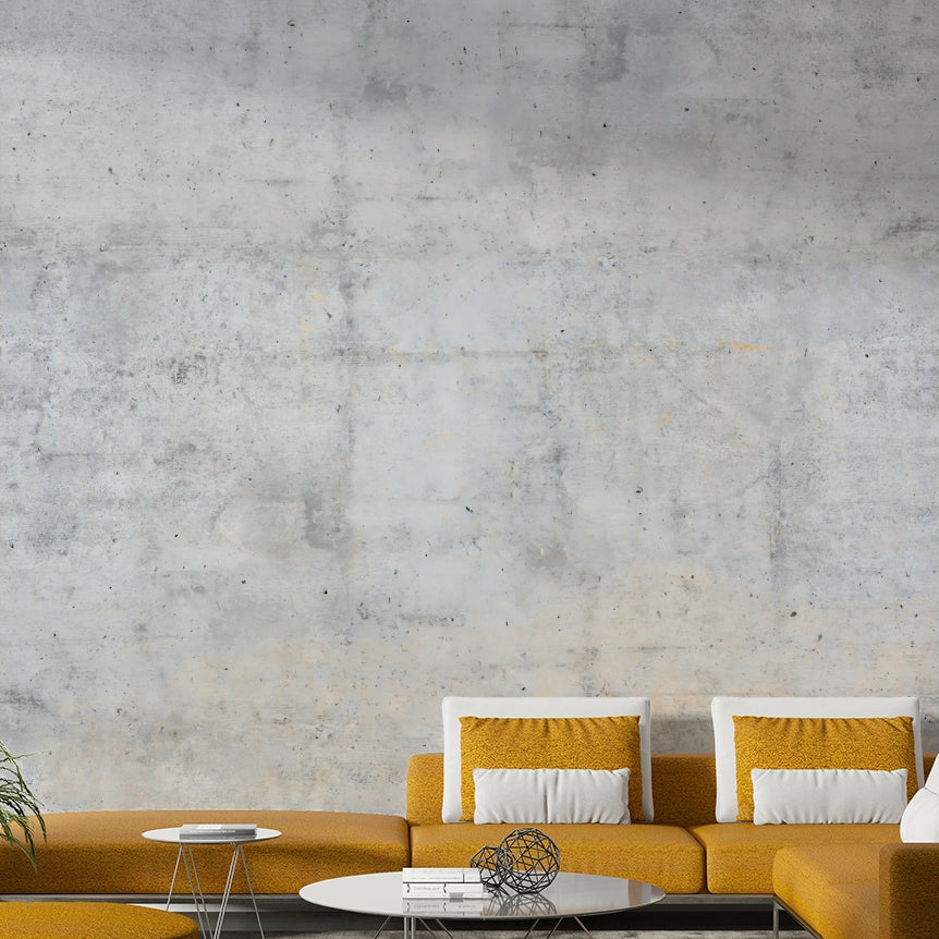 Wallpaper mural with a raw concrete texture.

