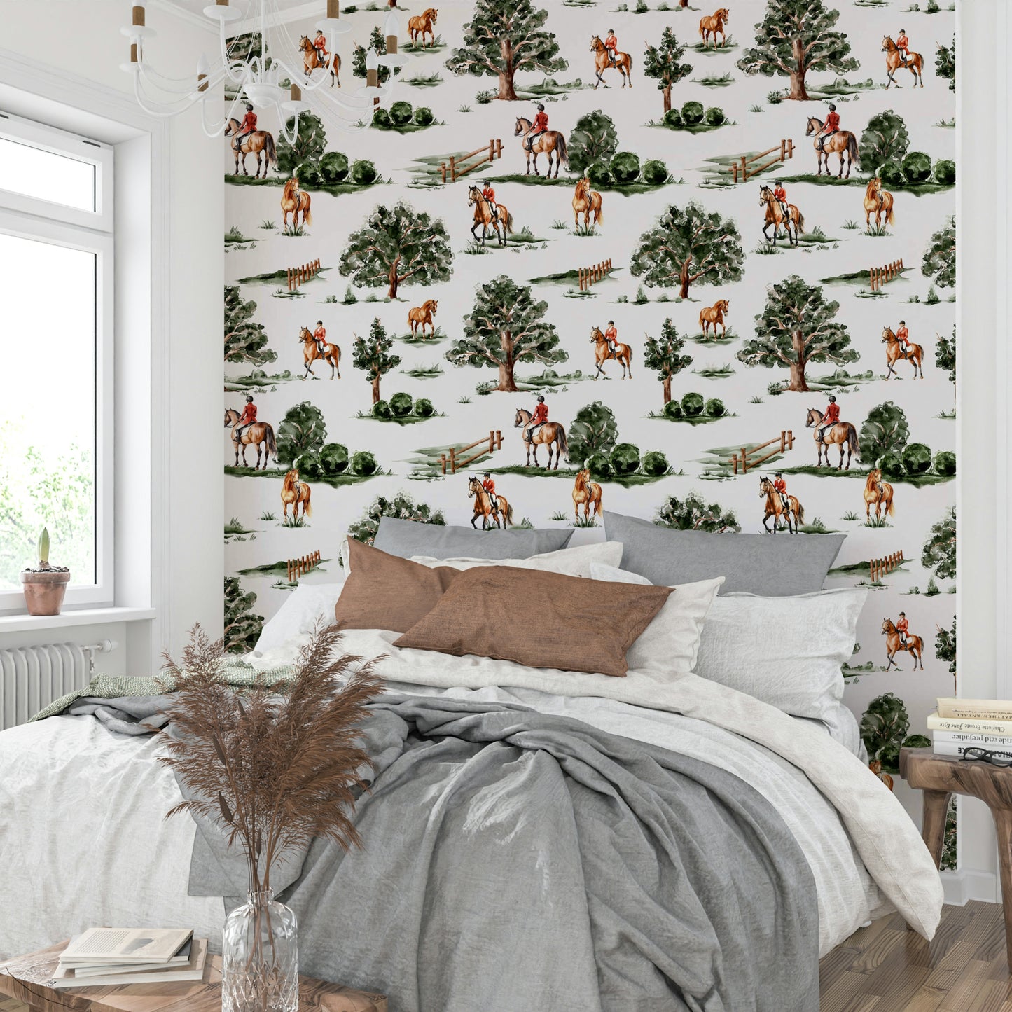 A photograph or painting of a formal hunt.

