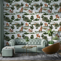 A seamless pattern of a countryside hunting scene.

