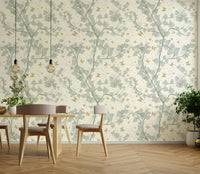 Ethereal and gentle wallpaper with a gold and blue color palette.

