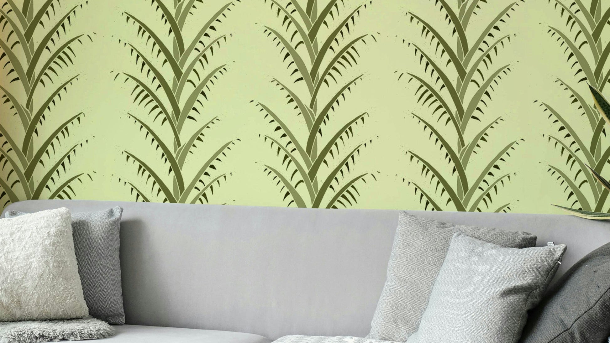 simple olive green palm leaves wallpaper

