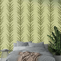 a painting of olive green palm leaves

