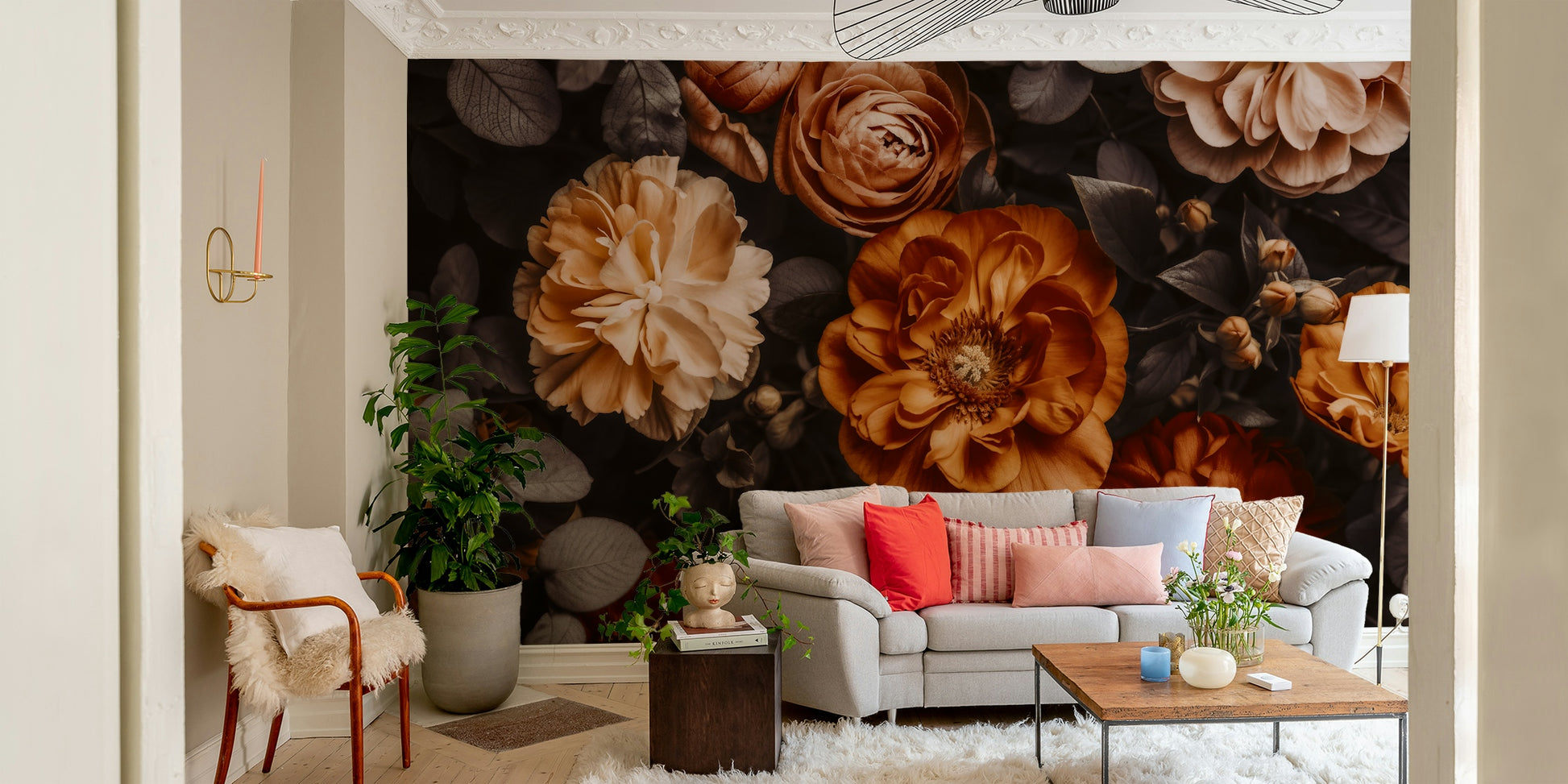 The background is a soft, muted color that complements the blossoms.
