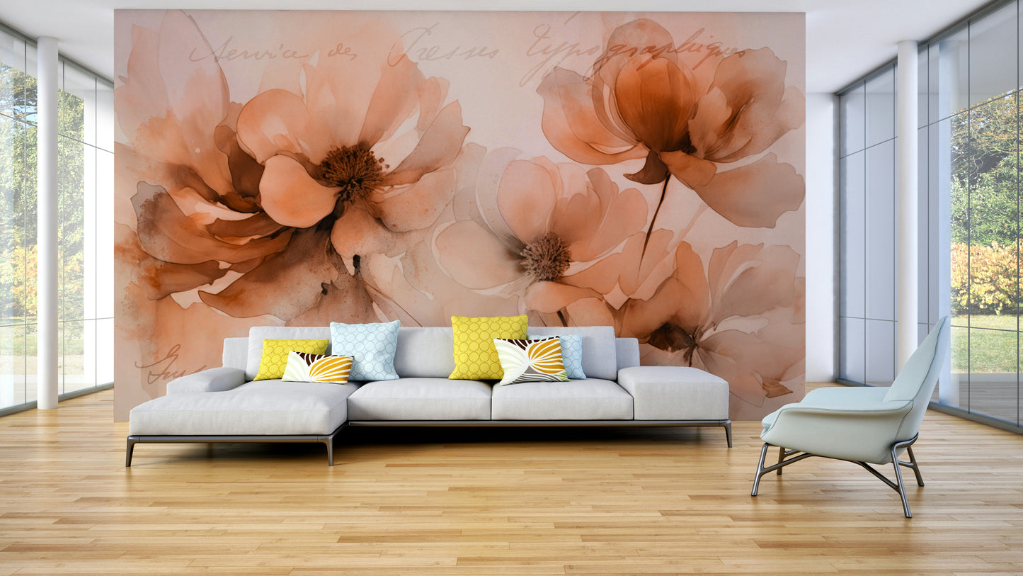 The colors are a soft, pale pastel peach and cream.
