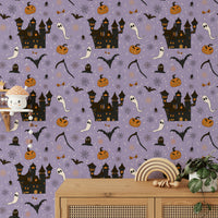 Phantom Castle Foggy Lavender spooky wallpaper.
