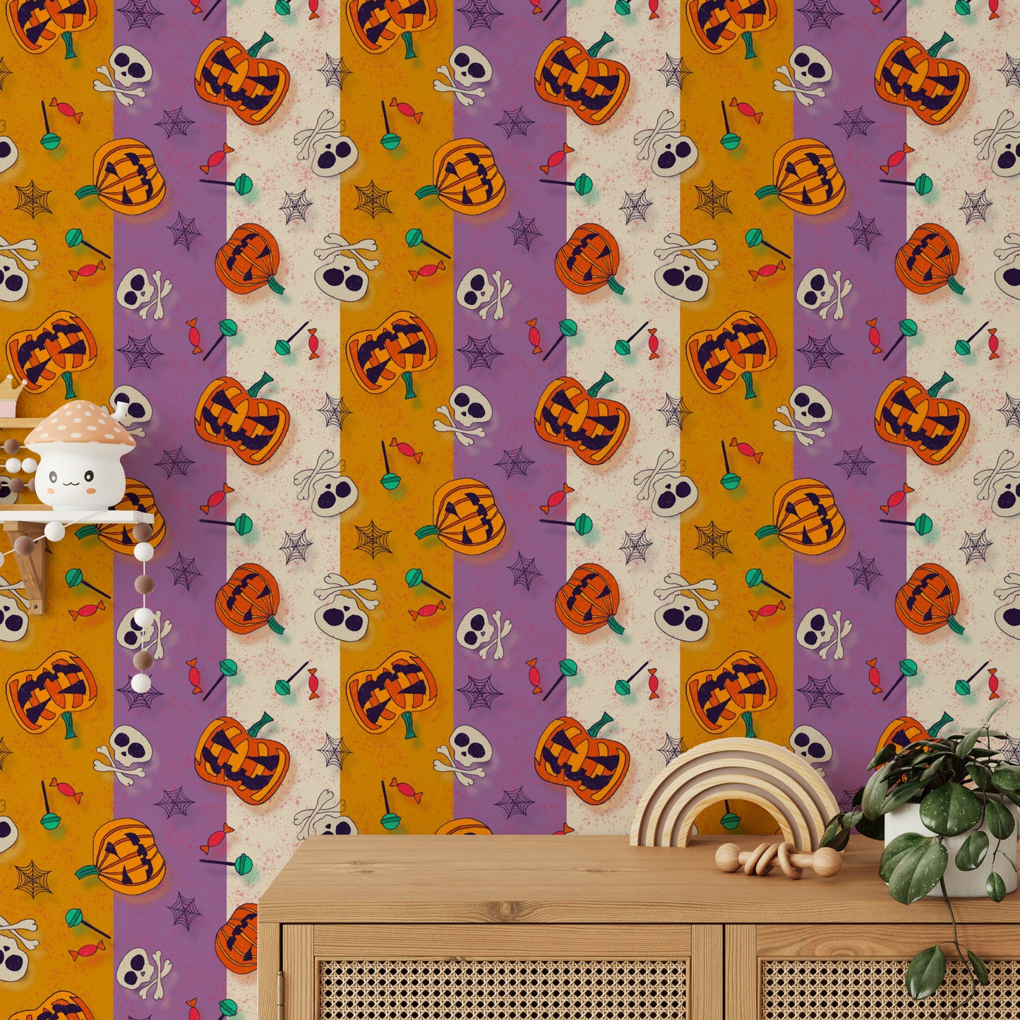 Festive Halloween Pattern Wallpaper⁠