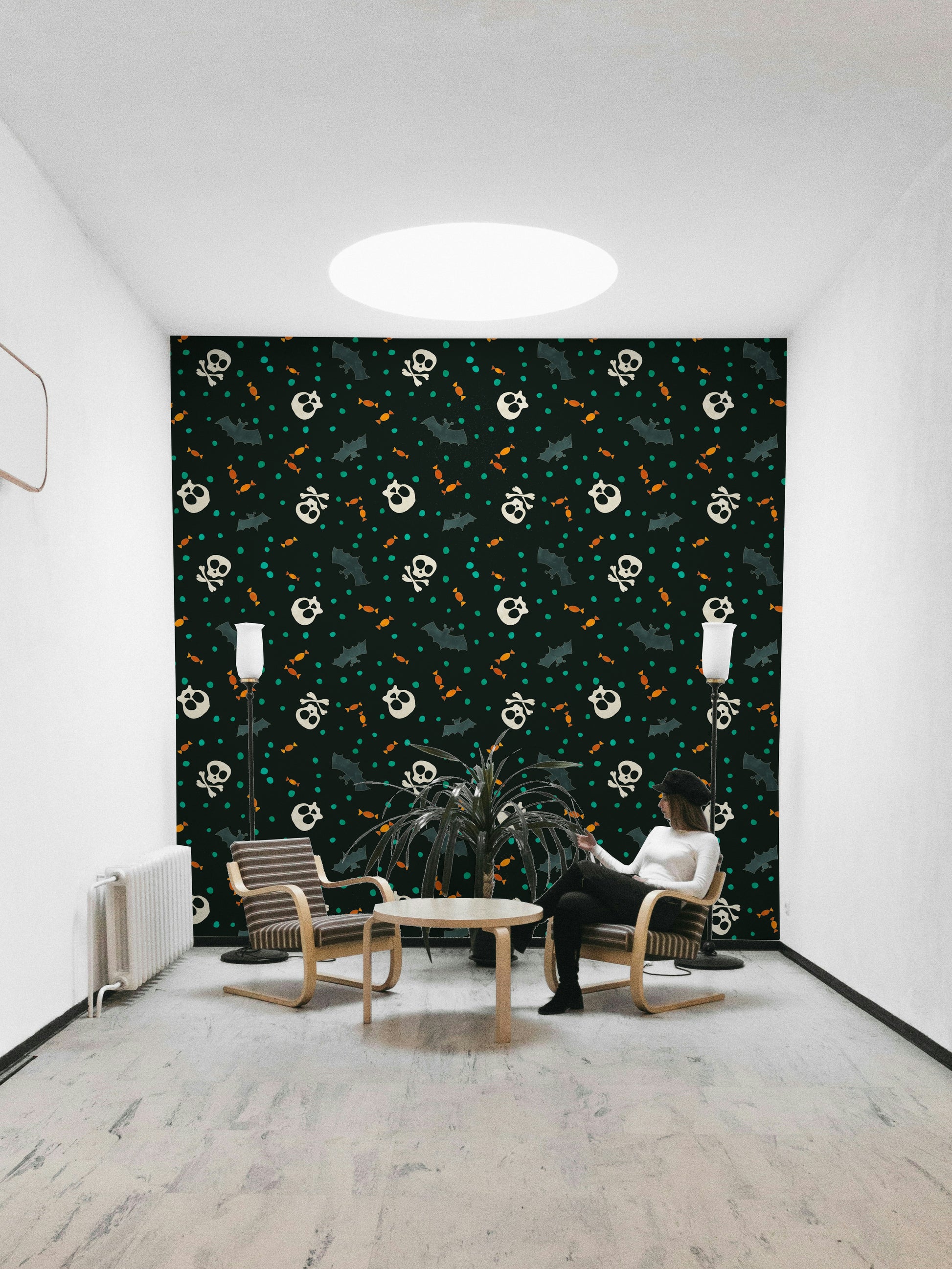 Dark Trick or Treat Party Wallpaper unique look.
