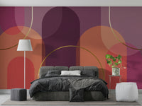 The colors are a soft, retro palette, such as warm orange, yellow, and soft pink.
