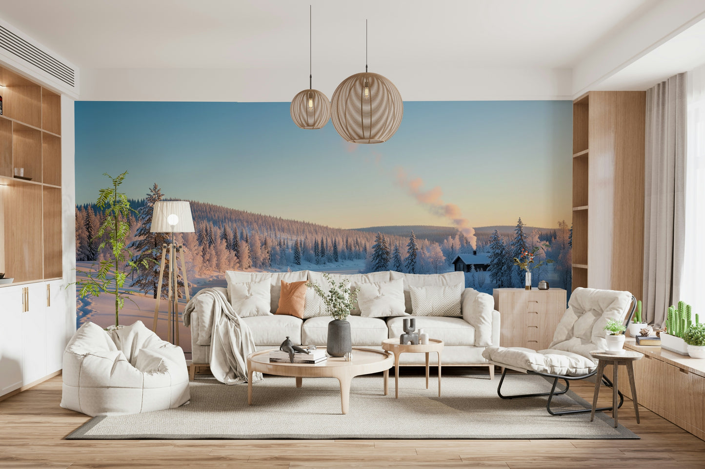 Winter's Light Cabin Wall Mural