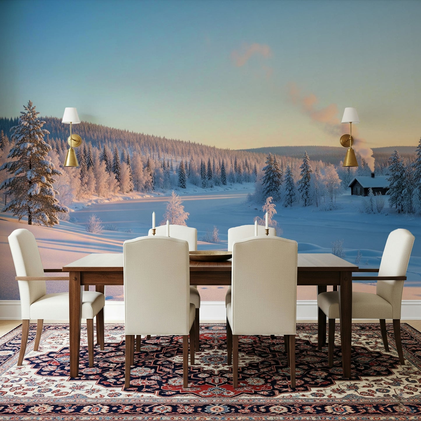 Winter's Light Cabin Wall Mural