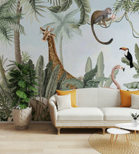 The colors are soft and gentle, with pale greens, browns, and dark shades.

