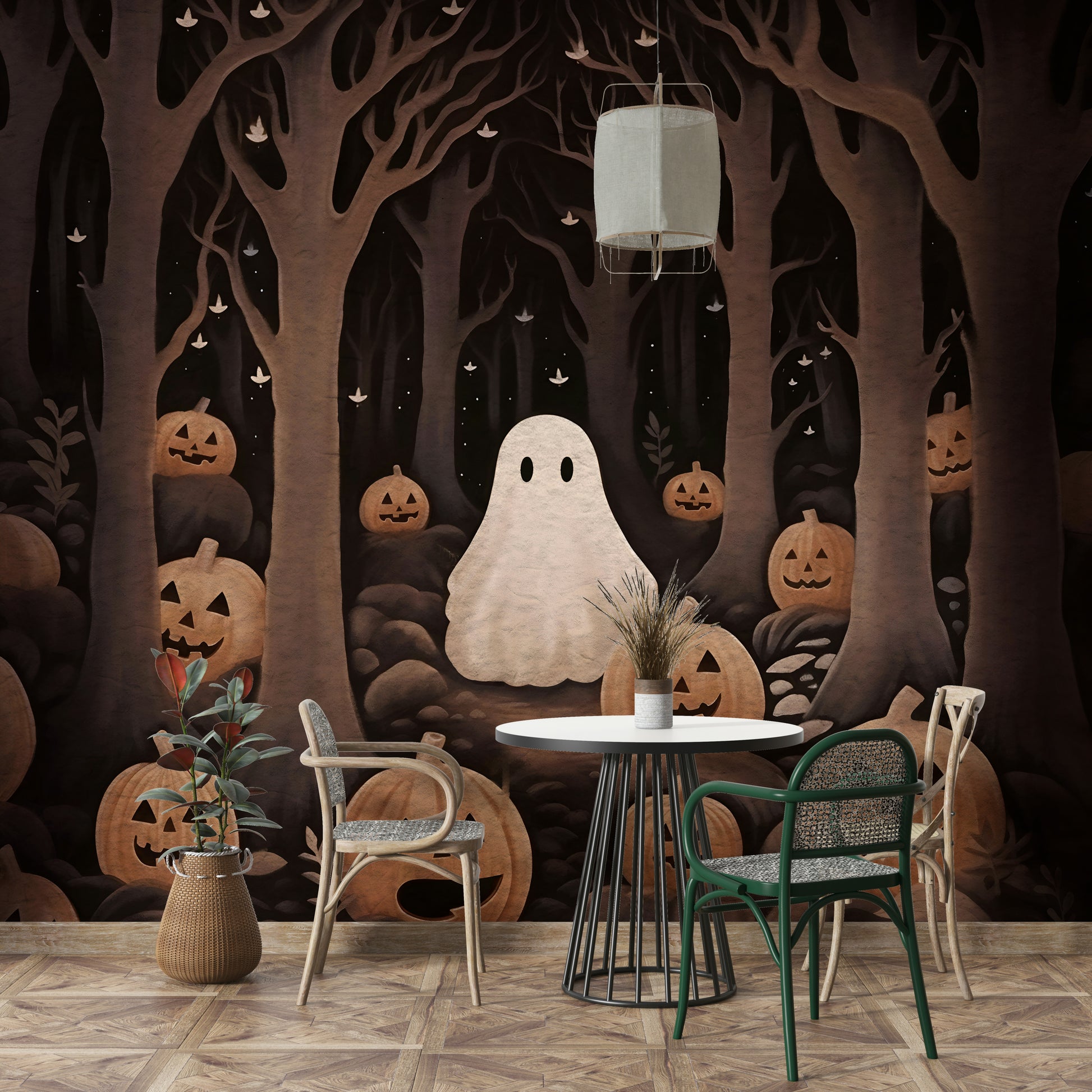 Pumpkins Ghost Wall Mural living room

