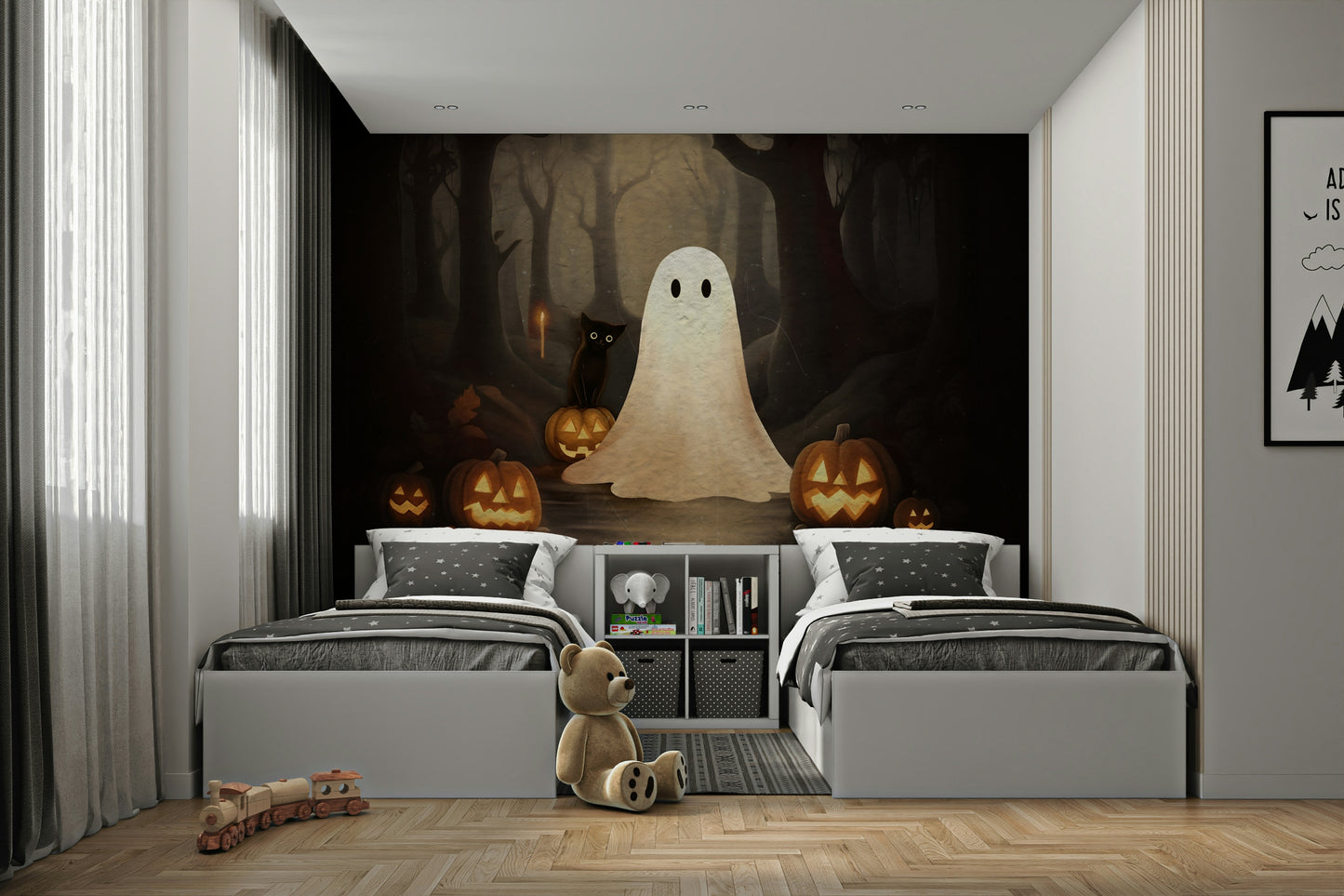 Ghost and Black Cat Wall Mural custom print