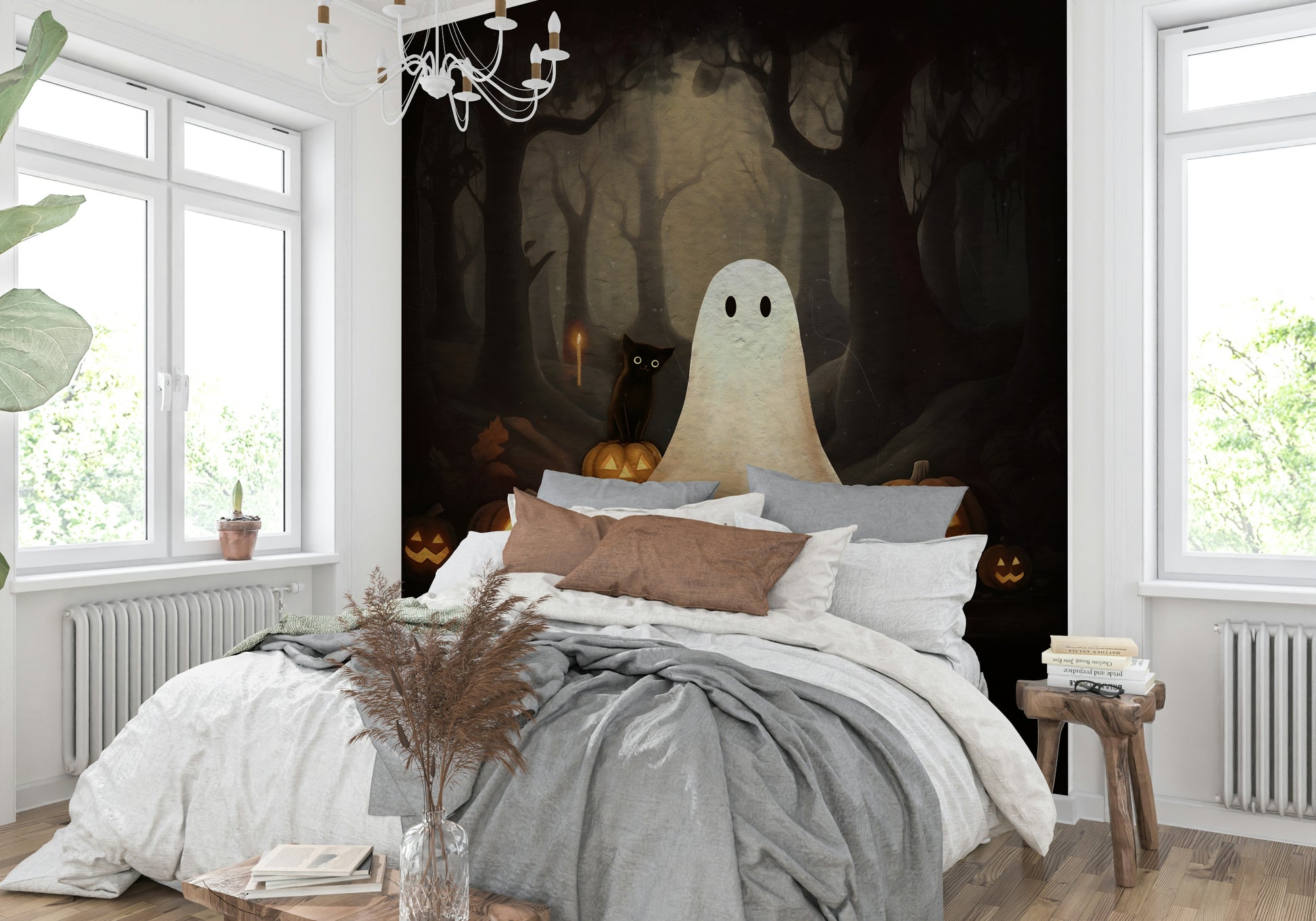 Ghost and Black Cat Wall Mural
