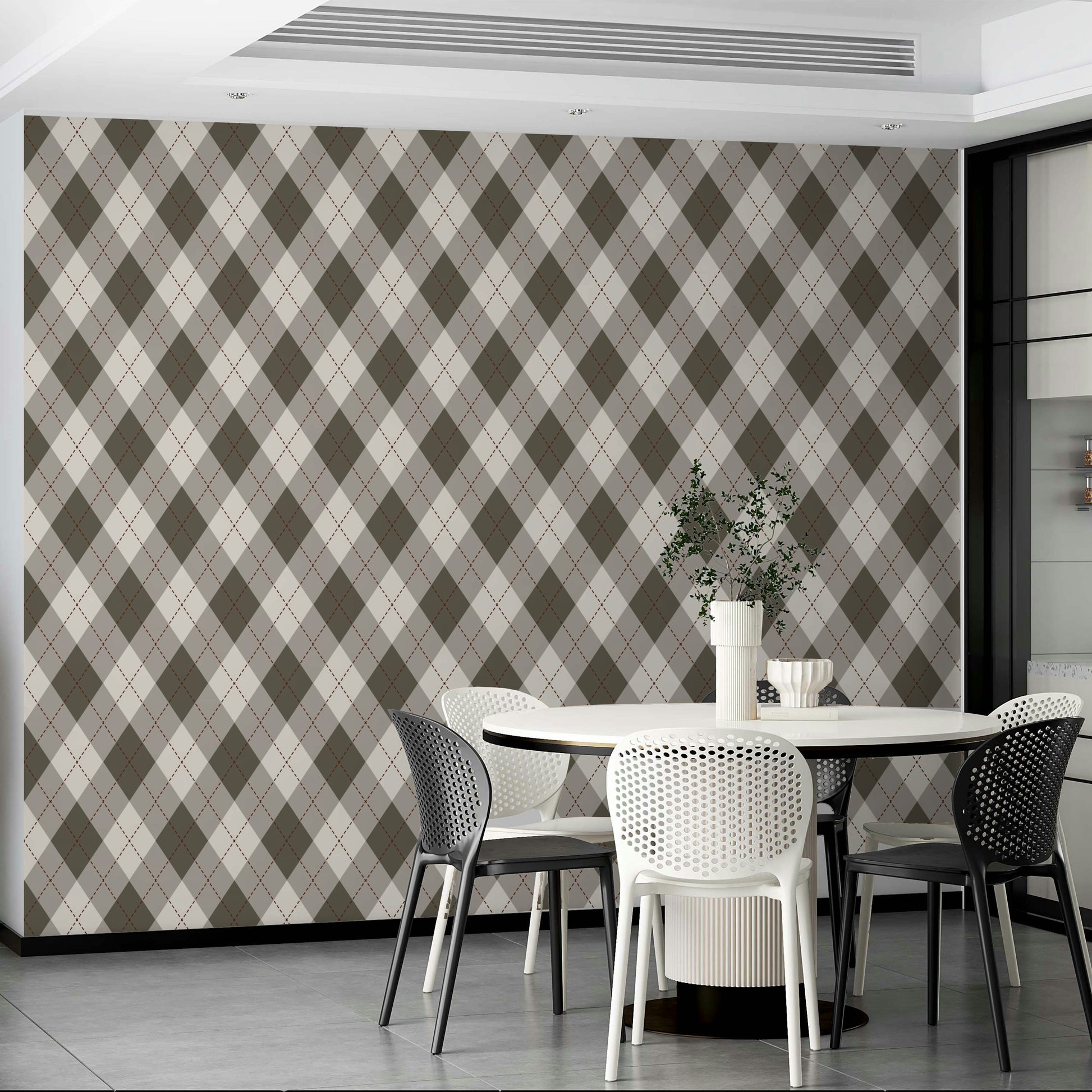 A peaceful wallpaper with a classic argyle pattern.

