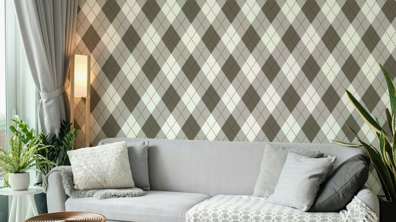 The design features repeating diamond shapes.

