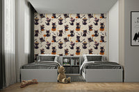 Cute Halloween Witch Cats night mural wallpaper
