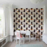 Cute Halloween Witch Cats ghost wall mural


